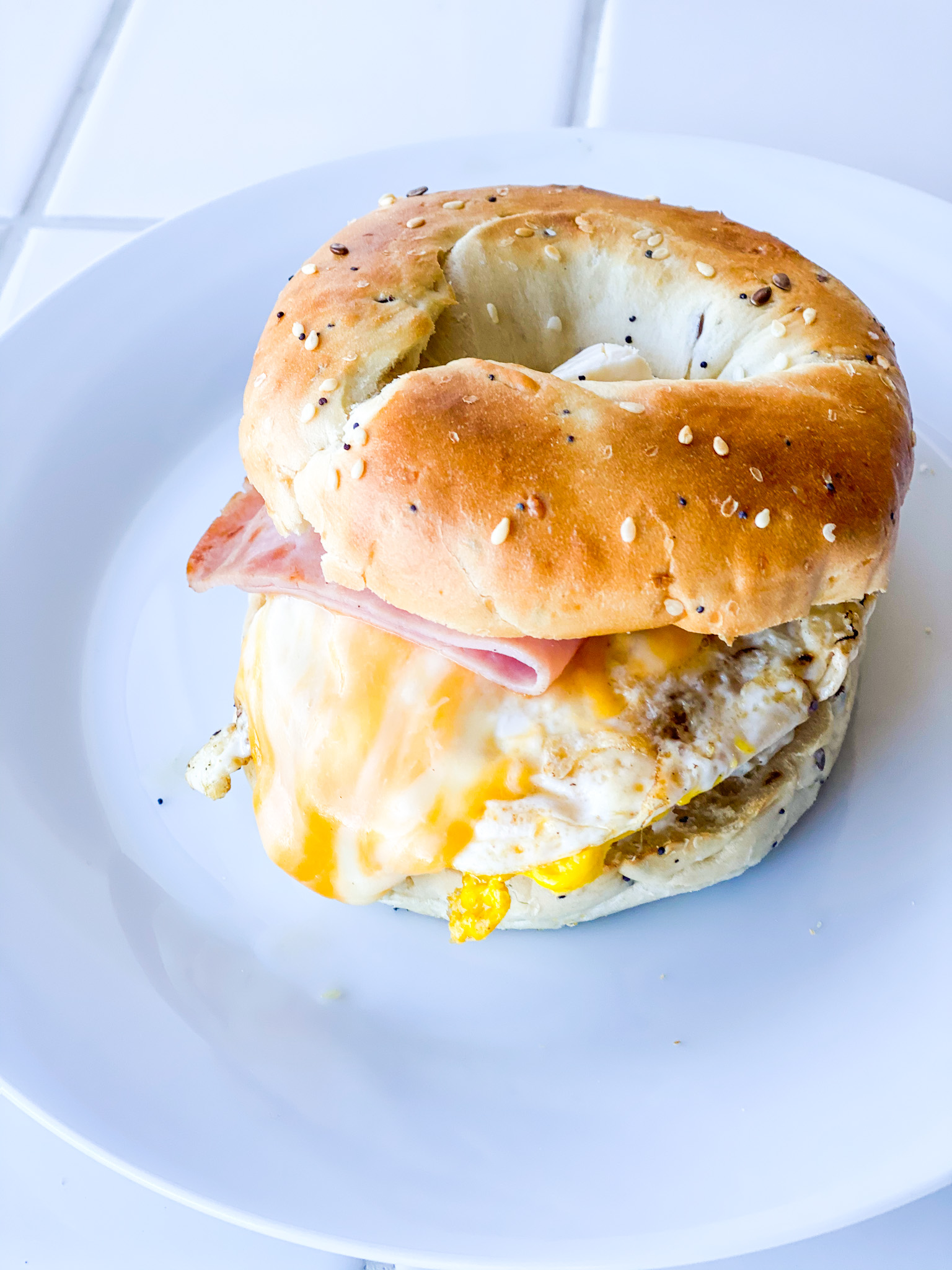 Ham Egg & Cheese Bagel Sandwich - Alex Daynes